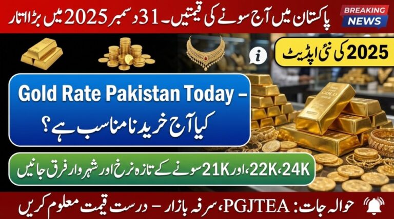 Gold Rate in Pakistan Today 31 December 2025 – Big Price Drop & Market Update