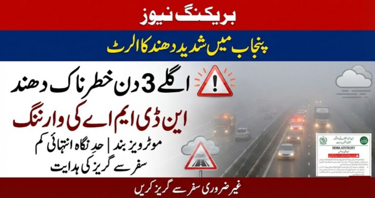 Dense Fog Alert Issued for Punjab as NDMA Warns of Severe Conditions Over Next 3 Days