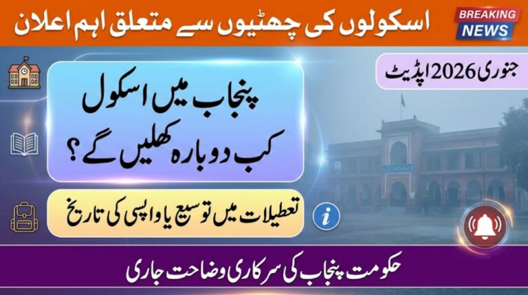 School Holidays Update Punjab: Extension & Reopening Date Confirmed (Today Update)