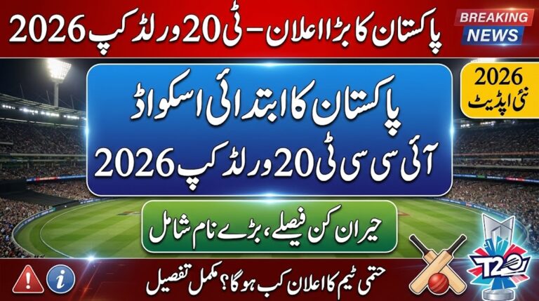 Breaking News: Pakistan Announces Preliminary Squad For ICC T20 World Cup 2026