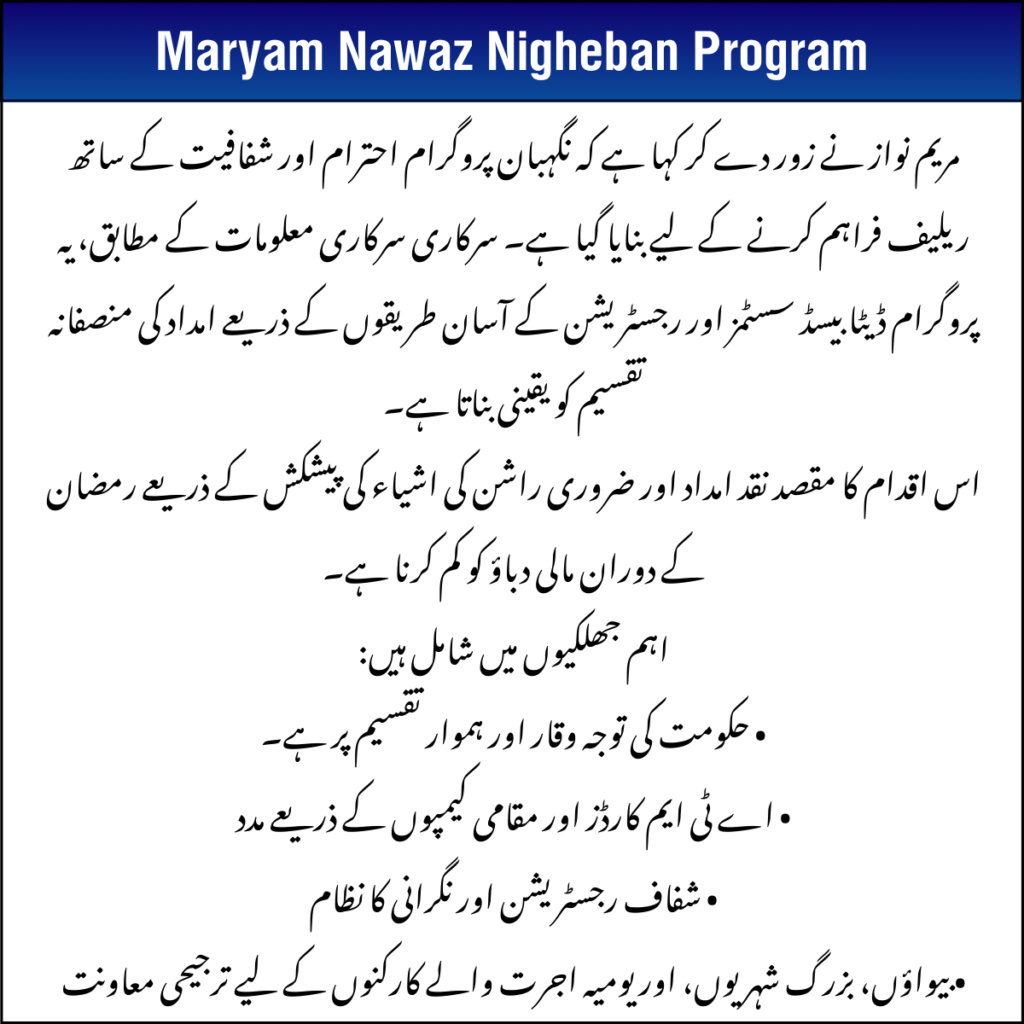 Maryam Nawaz Nigheban Program