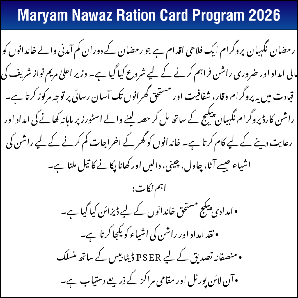 Ramzan Nigehban & Maryam Nawaz Ration Card Program